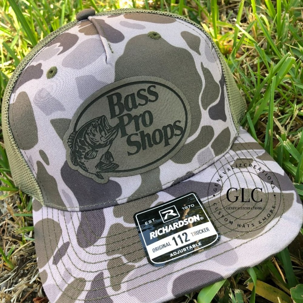 Vintage Duck Camo Bass Pro Shop Richardson Trucker Hat w/ Gray Patch